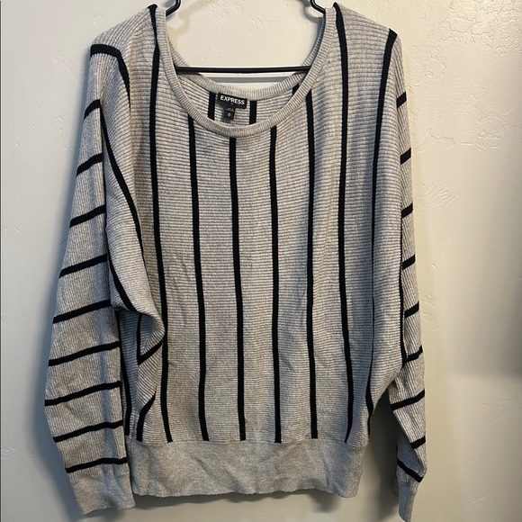 Express Sweaters - Express Gray and Black Striped Women's Sweater